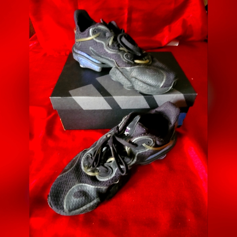 Adidas Torsion X Mens Size 11 Shoes Black/Metallic Blue FV4551 Running Training